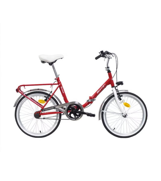 Bicicletă pliabilă damă 20” cadru oțel, 1 viteză, frâne V-Brake, roșu