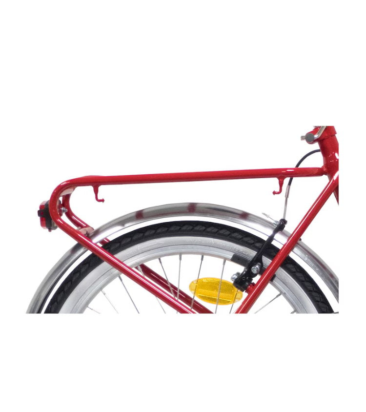 Bicicletă pliabilă damă 20” cadru oțel, 1 viteză, frâne V-Brake, roșu