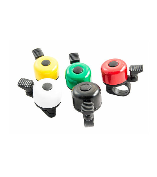 Colorful bicycle bell Clopotel Toner by Bottari with a vibrant design, suitable for all bike accessories and adding a playful touch.