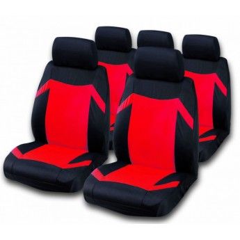 Set huse auto universale "KEEN" negru-rosu