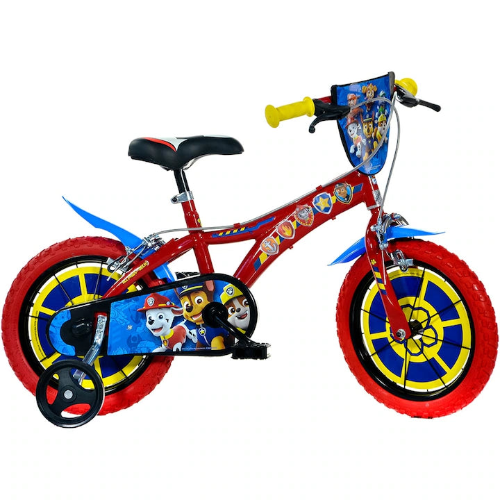 Bicicletă băieți 14” Paw Patrol, roți ajutătoare, 3–5 ani