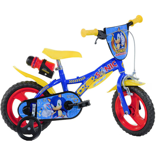 Bicicletă băieți 12” Sonic, roți ajutătoare, 2–4 ani