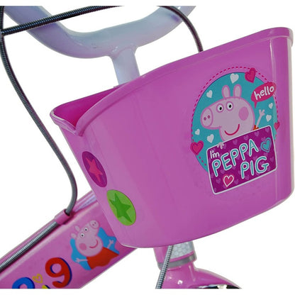 Bicicletă fete 12” Peppa Pig, roți ajutătoare, 2–4 ani